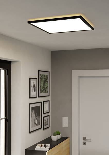 LED-Deckenleuchte Rovito-R - Kunststoff - 1-flammig - Schwarz - 50 x 50 cm