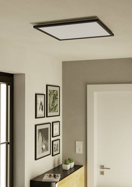LED-Deckenleuchte Rovito-R - Kunststoff - 1-flammig - Schwarz - 50 x 50 cm