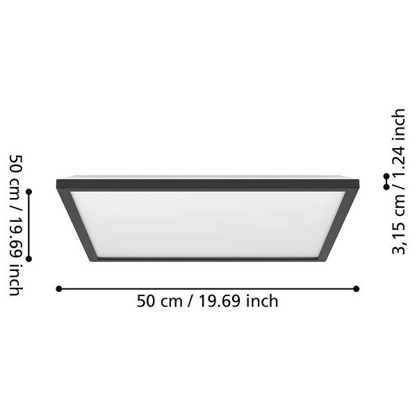 LED-Deckenleuchte Rovito-R - Kunststoff - 1-flammig - Schwarz - 50 x 50 cm