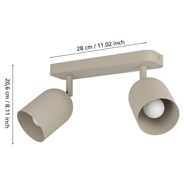Deckenleuchte Tilston - Stahl - Sand - Flammenanzahl: 2
