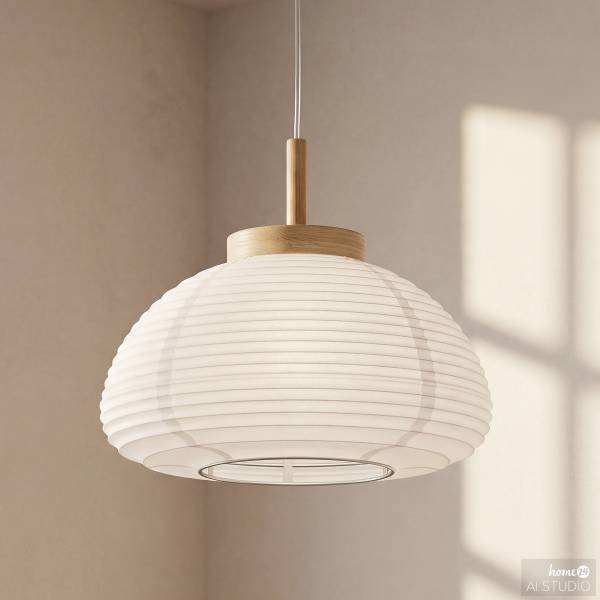 Pendelleuchte Summerhill Typ A - Stahl / Papier - Weiß - 1-flammig - Durchmesser: 40 cm