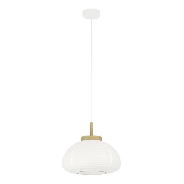 Pendelleuchte Summerhill Typ A - Stahl / Papier - Weiß - 1-flammig - Durchmesser: 40 cm