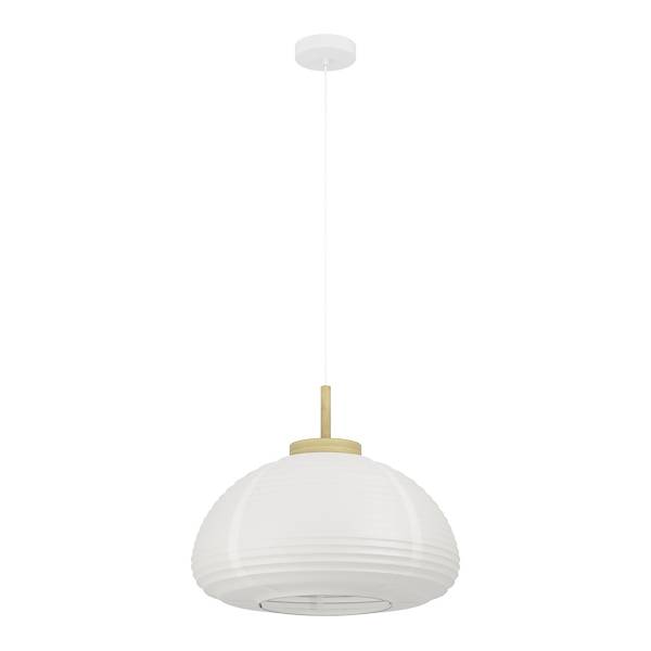 Pendelleuchte Summerhill Typ A - Stahl / Papier - Weiß - 1-flammig - Durchmesser: 40 cm