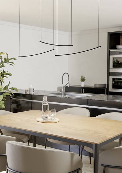 LED-Pendelleuchte Villeggi - Aluminium - 1-flammig - Schwarz