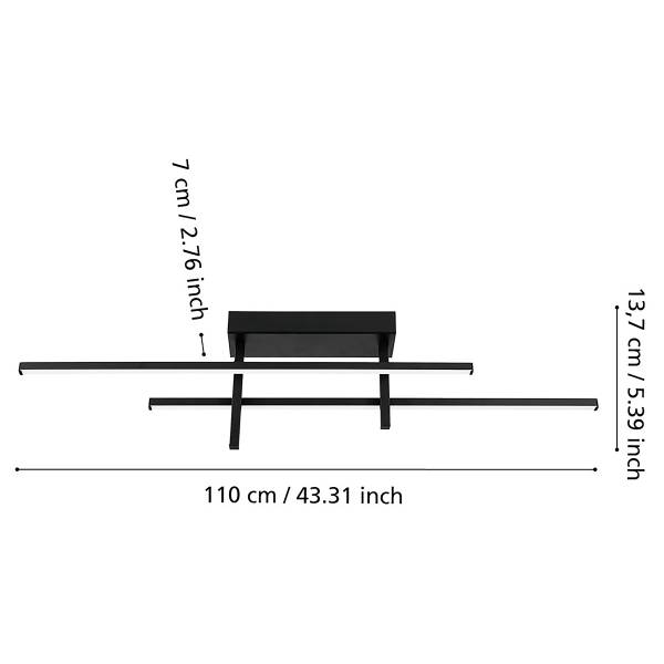 LED-Deckenleuchte Trepiliano - Aluminium - 1-flammig - Schwarz