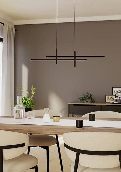 LED-Pendelleuchte Trepiliano - Aluminium - 1-flammig - Schwarz