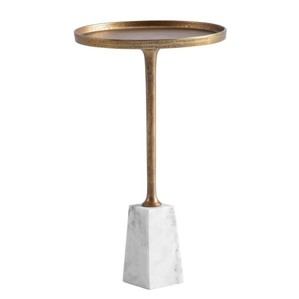 Beistelltisch Konugi Typ B - Gold / Marmor Weiß