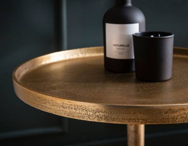 Beistelltisch Konugi Typ B - Gold / Marmor Weiß