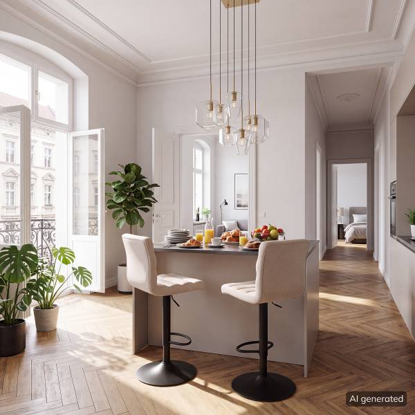 Barstuhl Kamloops - Beige / Schwarz - Einzelhocker