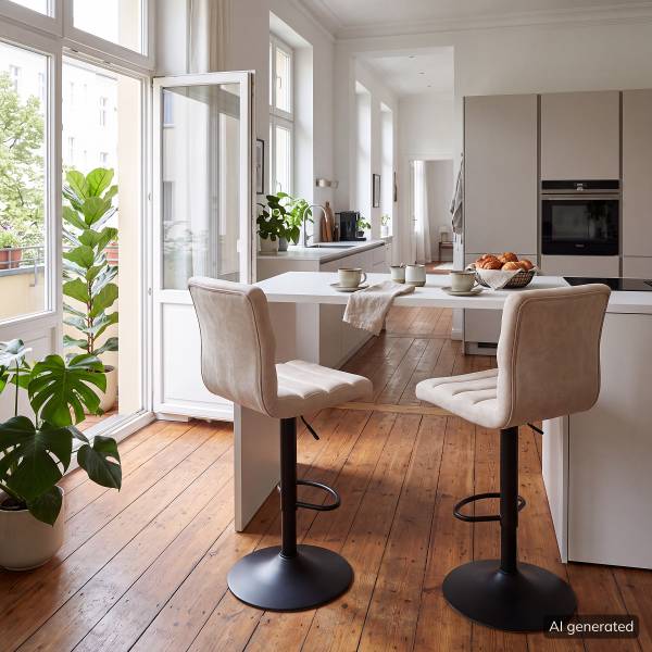 Barstuhl Kamloops - Beige / Schwarz - Einzelhocker
