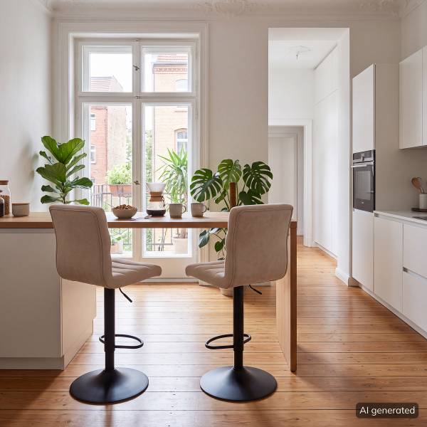 Barstuhl Kamloops - Beige / Schwarz - Einzelhocker