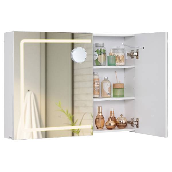 Beleuchteter Spiegelschrank Mpani - Weiß Vintage