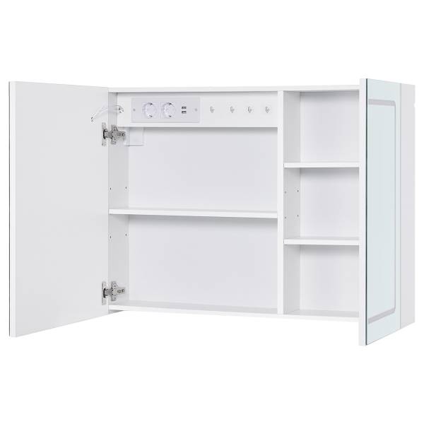 Beleuchteter Spiegelschrank Mpani - Weiß Vintage