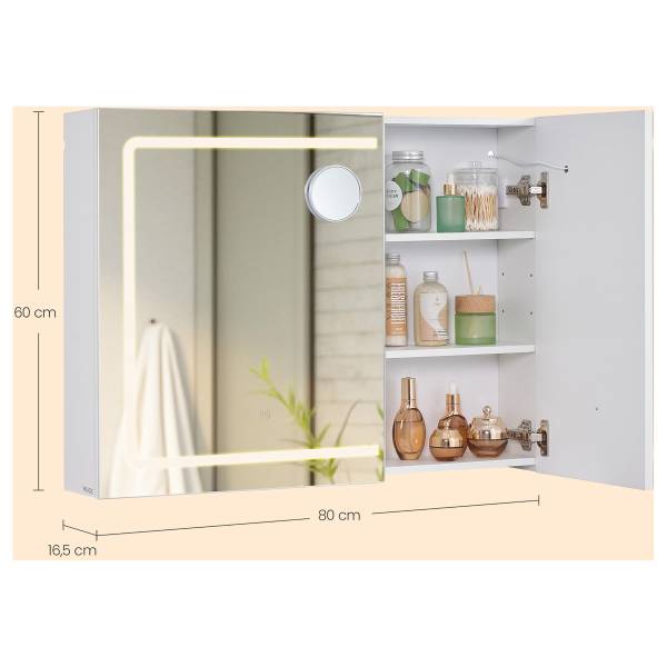 Beleuchteter Spiegelschrank Mpani - Weiß Vintage