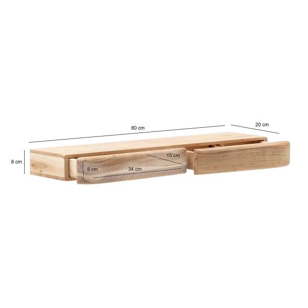 Massives Wandboard Dimya mit Schubladen - Akazie - Breite: 80 cm