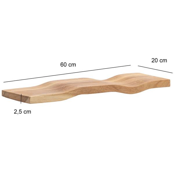 Massives Wandboard Dimya - gewellt - Akazie - Breite: 60 cm
