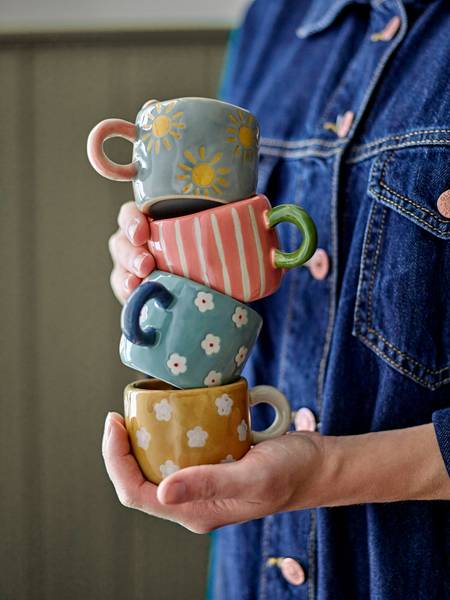 Tasse Nini 4-teilig - Multicolor - Keramik - 8 x 6 x 8 cm