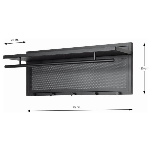 Wandgarderobe Hanpur - Metall - Schwarz
