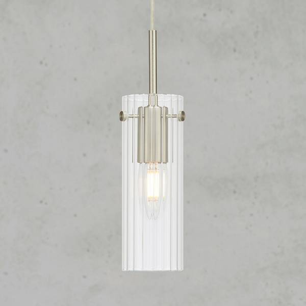 Pendelleuchte Tibia - Eisen / Farbglas - 1-flammig - Nickel Glanz
