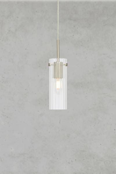 Pendelleuchte Tibia - Eisen / Farbglas - 1-flammig - Nickel Glanz