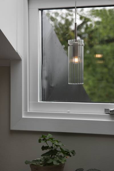 Pendelleuchte Tibia - Eisen / Farbglas - 1-flammig - Nickel Glanz