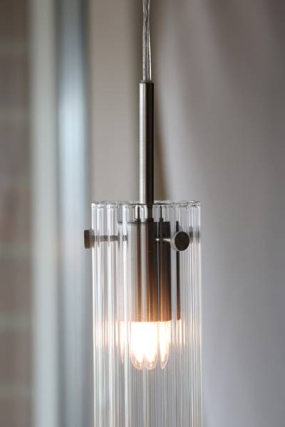 Pendelleuchte Tibia - Eisen / Farbglas - 1-flammig - Nickel Glanz