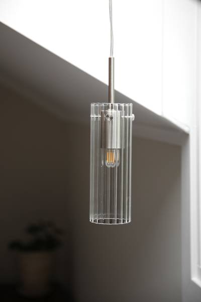 Pendelleuchte Tibia - Eisen / Farbglas - 1-flammig - Nickel Glanz