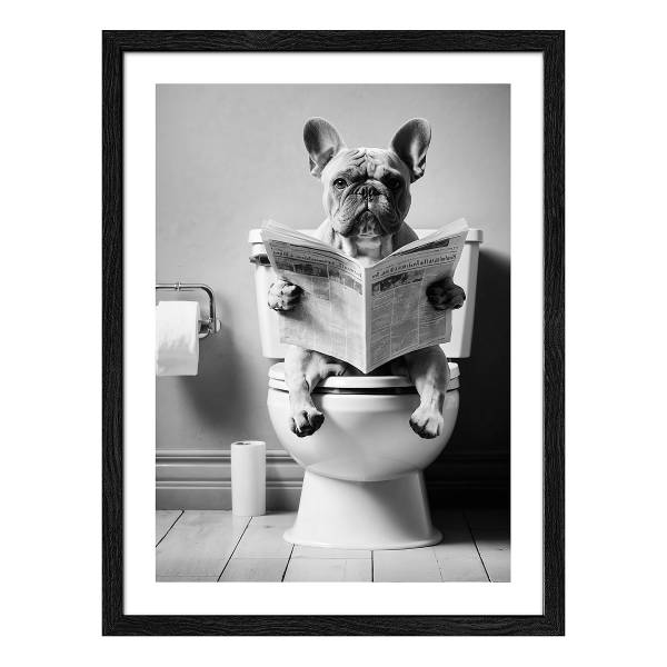 Bild Lustige Bulldogge - Floatglas - Grau - 33 x 43 cm