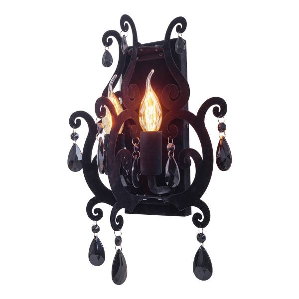 Wandleuchte Black Velvet - Eisen - Schwarz - 2-flammig