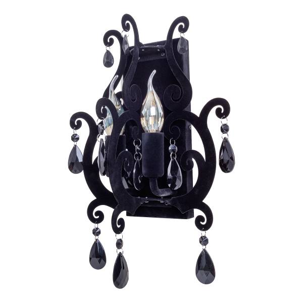 Wandleuchte Black Velvet - Eisen - Schwarz - 2-flammig