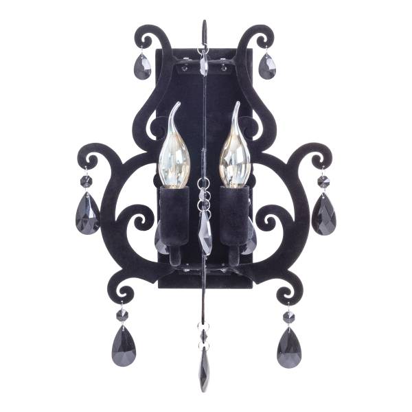 Wandleuchte Black Velvet - Eisen - Schwarz - 2-flammig