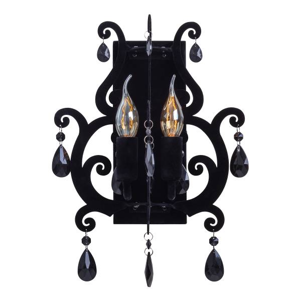 Wandleuchte Black Velvet - Eisen - Schwarz - 2-flammig