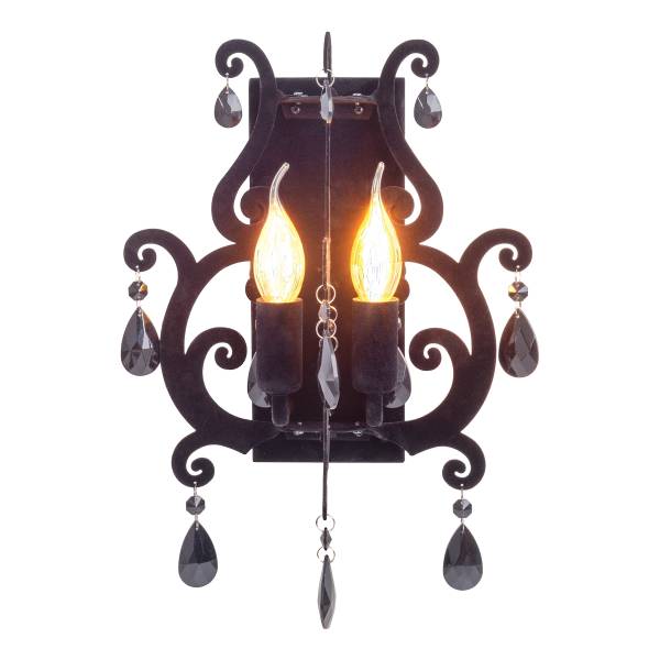 Wandleuchte Black Velvet - Eisen - Schwarz - 2-flammig