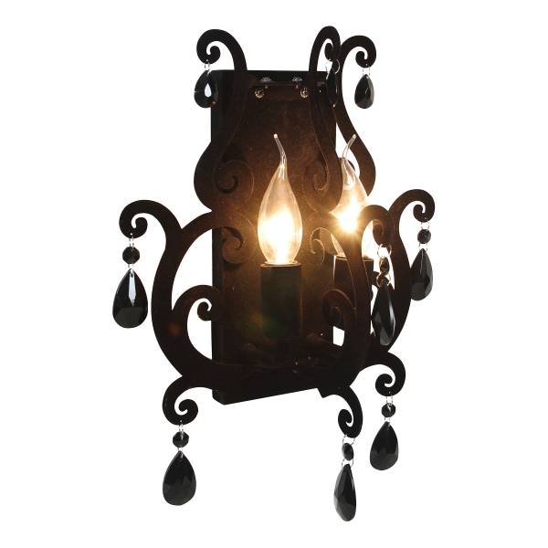 Wandleuchte Black Velvet - Eisen - Schwarz - 2-flammig