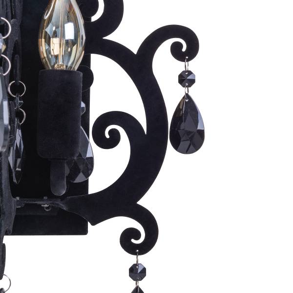 Wandleuchte Black Velvet - Eisen - Schwarz - 2-flammig
