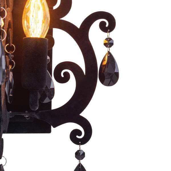 Wandleuchte Black Velvet - Eisen - Schwarz - 2-flammig