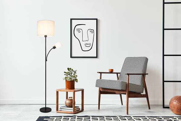 Stehleuchte Filomena - Stahl - 2-flammig - Schwarz / Beige