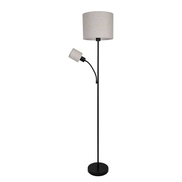 Stehleuchte Filomena - Stahl - 2-flammig - Schwarz / Beige