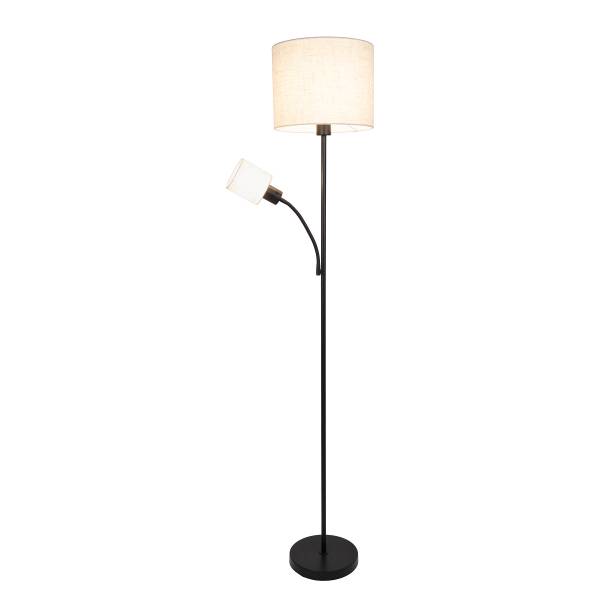 Stehleuchte Filomena - Stahl - 2-flammig - Schwarz / Beige