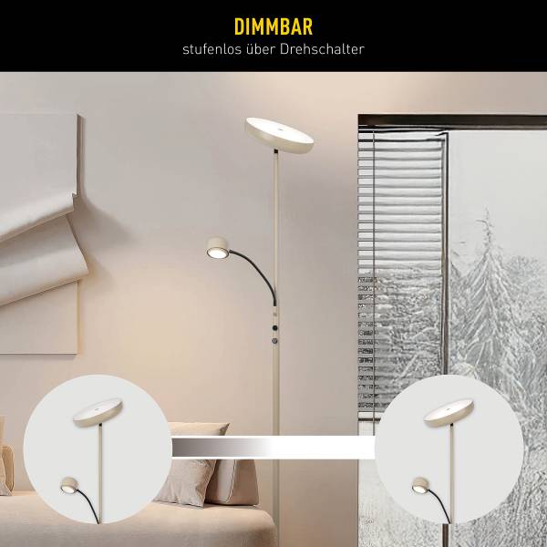 LED-Stehleuchte Romis - Eisen - 2-flammig - Beige / Schwarz
