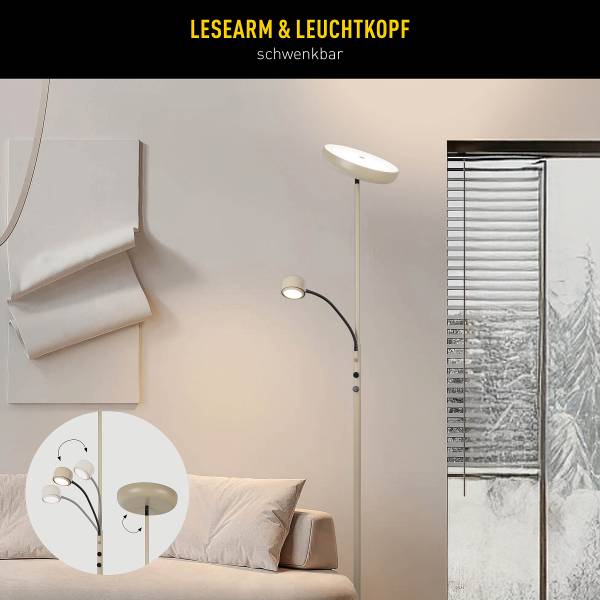 LED-Stehleuchte Romis - Eisen - 2-flammig - Beige / Schwarz