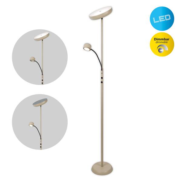 LED-Stehleuchte Romis - Eisen - 2-flammig - Beige / Schwarz