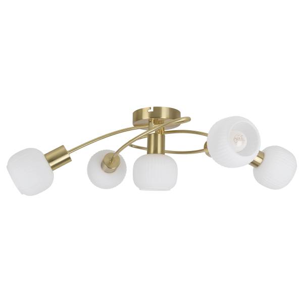Deckenleuchte Learta Typ B - Eisen / Opalglas - Messing - 5-flammig