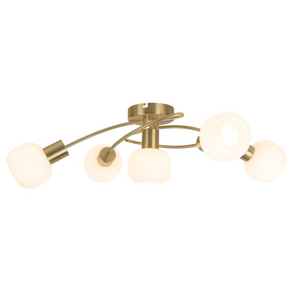 Deckenleuchte Learta Typ B - Eisen / Opalglas - Messing - 5-flammig