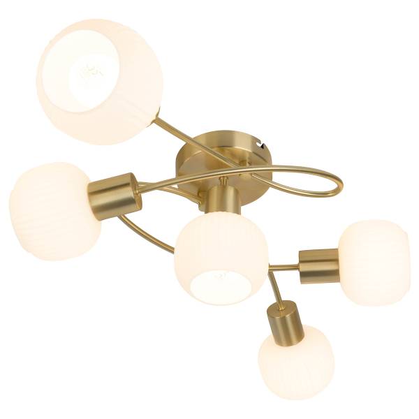 Deckenleuchte Learta Typ B - Eisen / Opalglas - Messing - 5-flammig