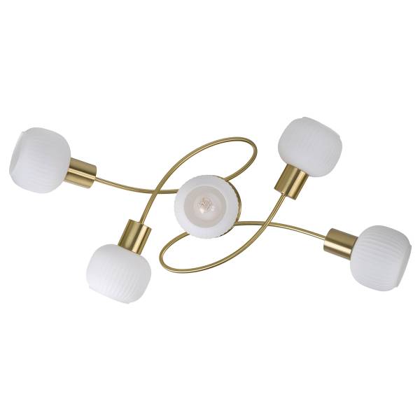 Deckenleuchte Learta Typ B - Eisen / Opalglas - Messing - 5-flammig