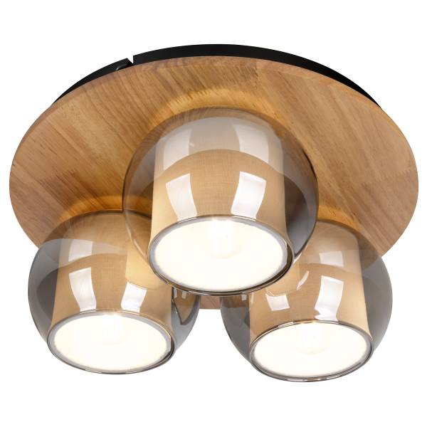 Deckenleuchte Texas Typ B - Gummibaum / Rauchglas - Braun - Flammenanzahl: 3