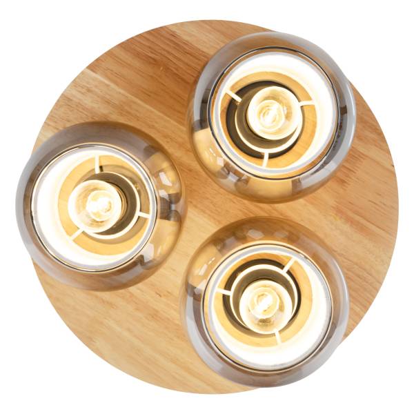 Deckenleuchte Texas Typ B - Gummibaum / Rauchglas - Braun - Flammenanzahl: 3
