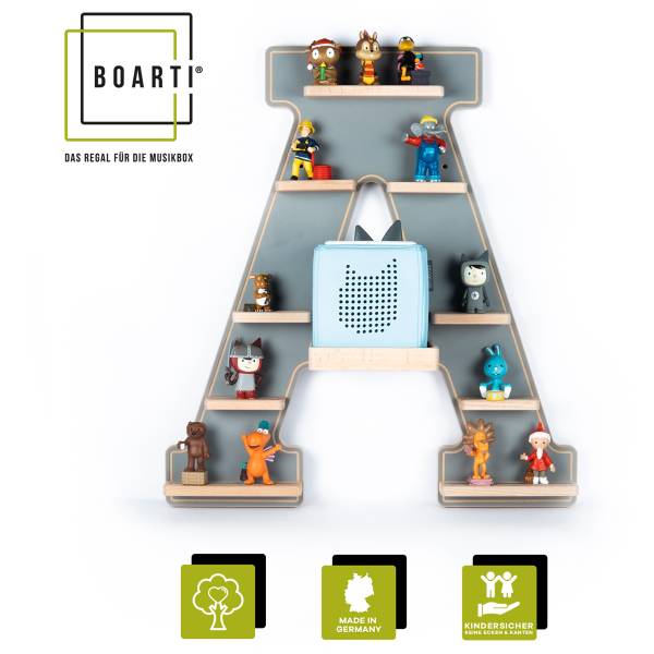 Regal Boarti für Hörfiguren - A - Grau
