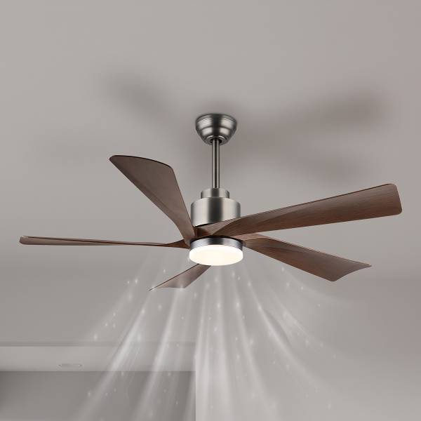 LED-Deckenventilator Modesto - Eisen - Silber / Braun - 1-flammig - Durchmesser: 132 cm